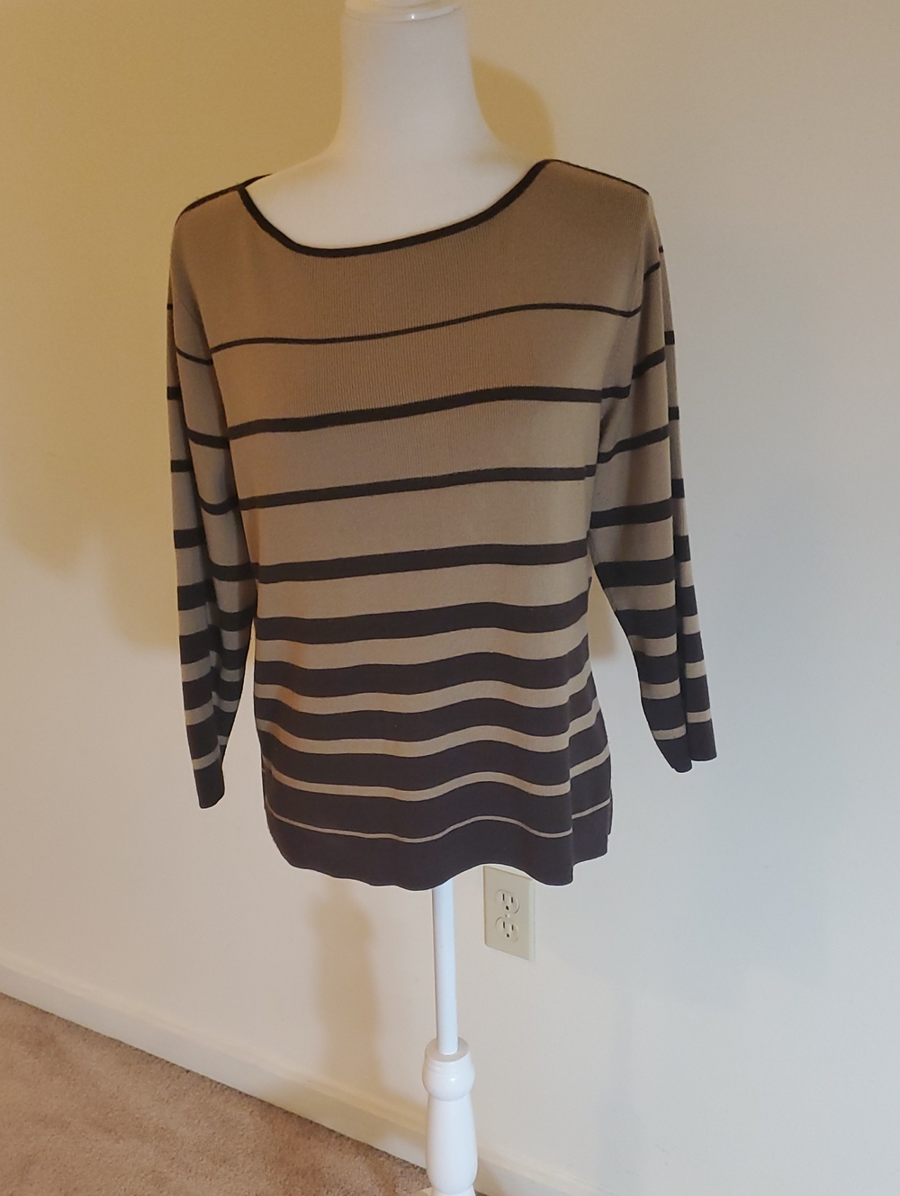Architect Striped Sweater - Taupe and Dark Brown